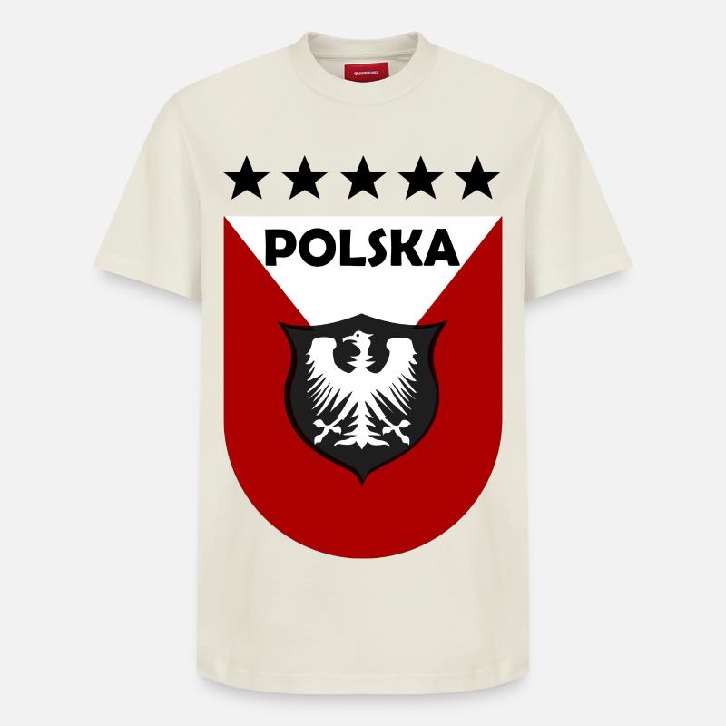 Polnisches Wappen Shield Design - Relaxed Unisex Supima Cotton T-Shirt – von SPREAD - Naturweiß