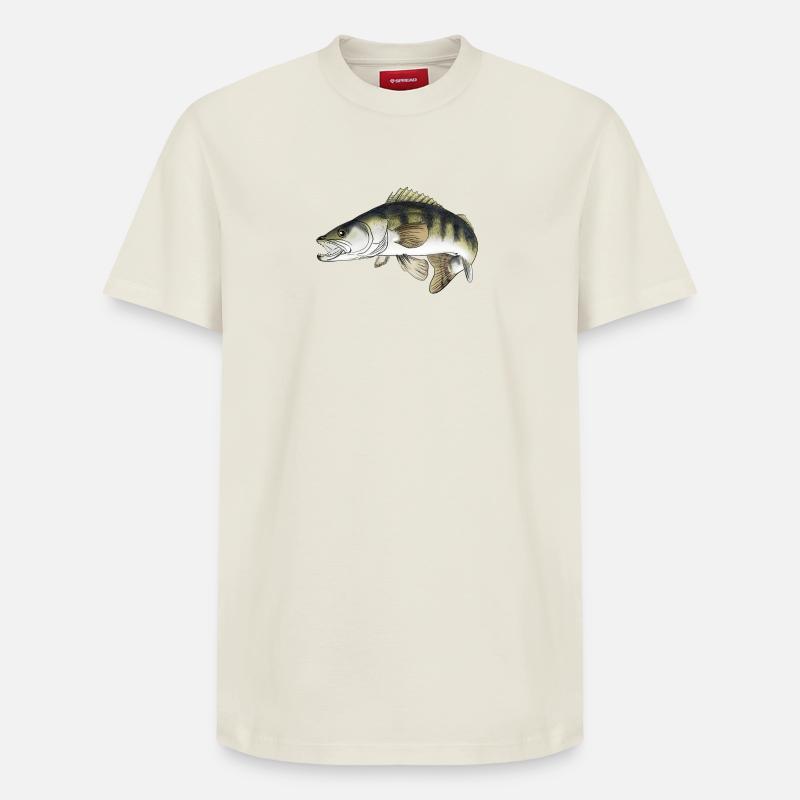 pike-perch - T-shirt unisexe décontracté en coton Supima – de SPREAD - blanc cassé