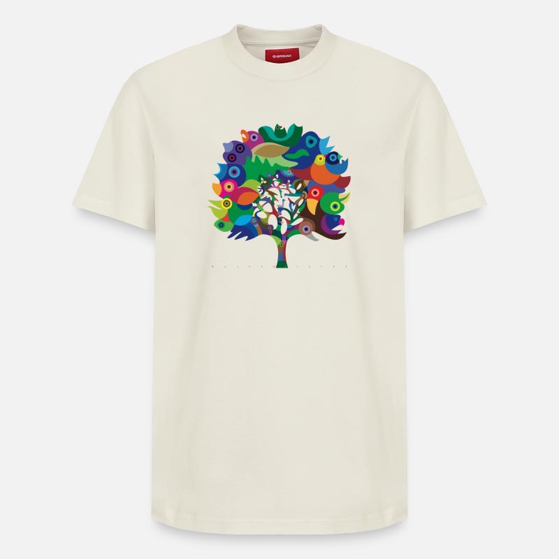 Overbirded Tree - Relaxed Unisex Supima Cotton T-Shirt – von SPREAD - Naturweiß