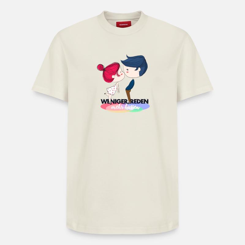 parle moins - baiser - T-shirt unisexe décontracté en coton Supima – de SPREAD - blanc cassé