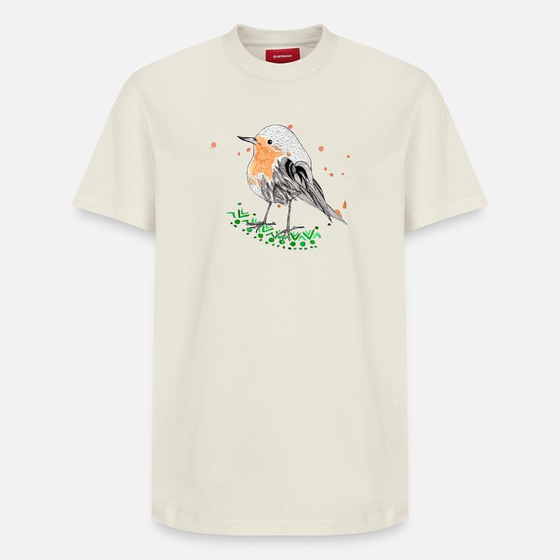 Rouge-gorge - T-shirt unisexe décontracté en coton Supima – de SPREAD - blanc cassé