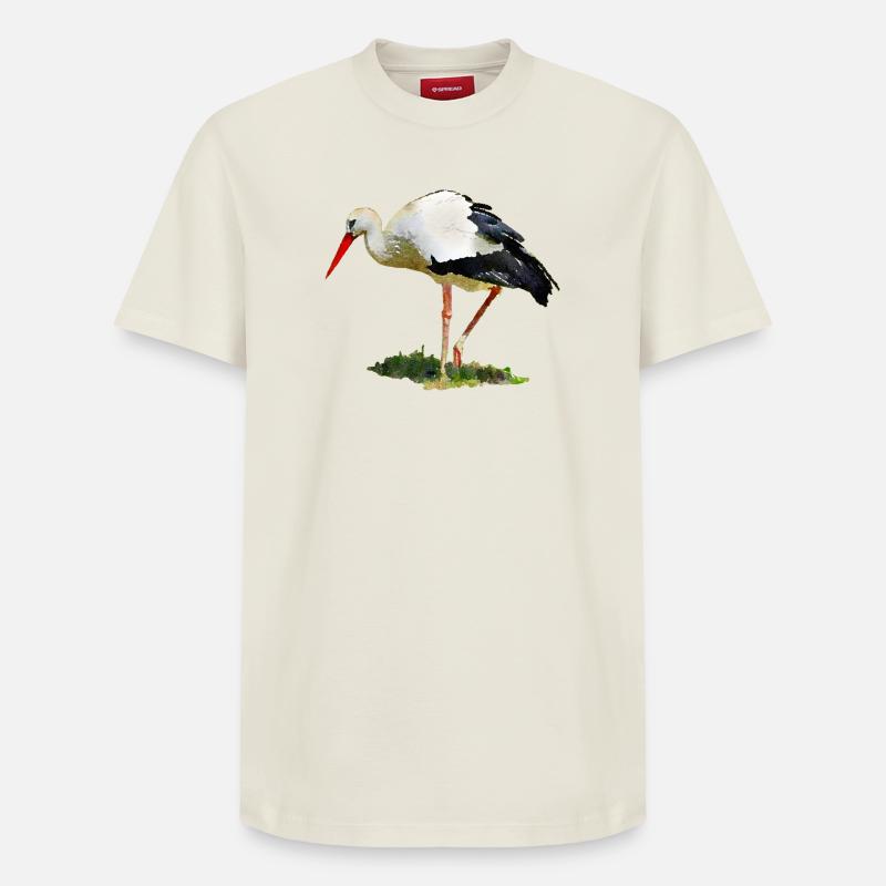 storch vogel - Relaxed Unisex Supima Cotton T-Shirt – von SPREAD - Naturweiß