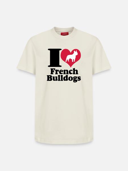 I Love French Bulldogs ... / + - Relaxed Unisex Supima Cotton T-Shirt – by SPREAD - off white