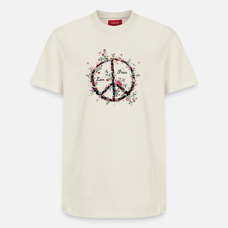 Paix et amour - T-shirt unisexe décontracté en coton Supima – de SPREAD - blanc cassé