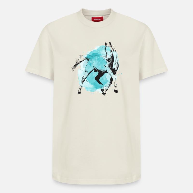 Cheval turquoise - T-shirt unisexe décontracté en coton Supima – de SPREAD - blanc cassé