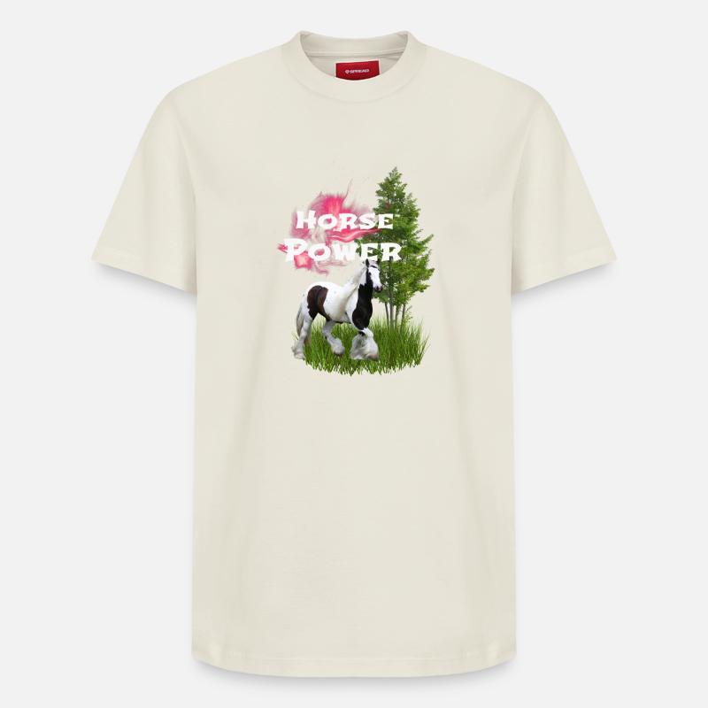 Illustration de chevaux puissants - T-shirt unisexe décontracté en coton Supima – de SPREAD - blanc cassé