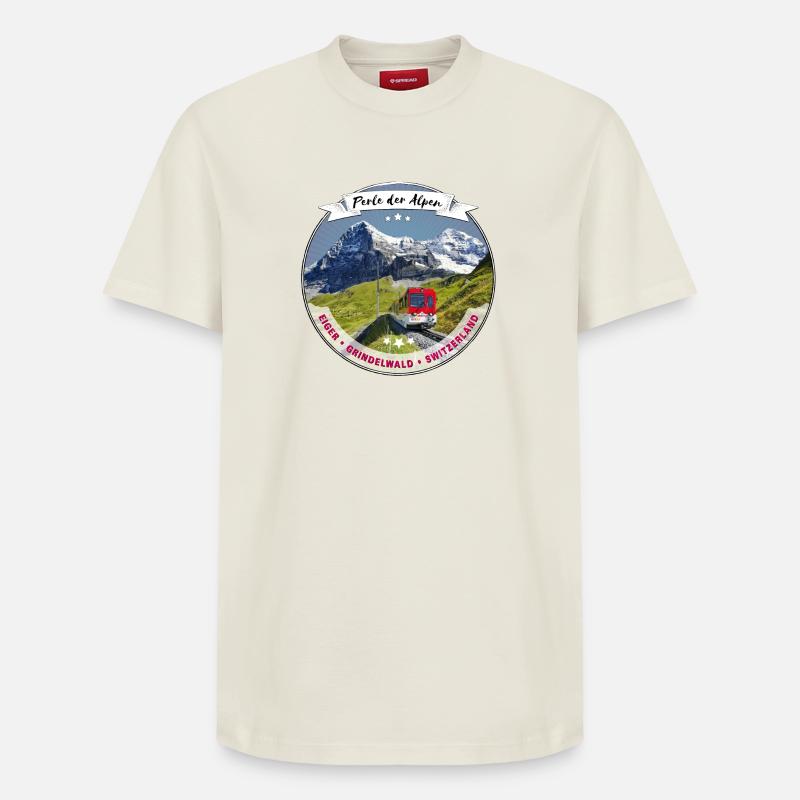 Eiger, Perle der Alpen - Relaxed Unisex Supima Cotton T-Shirt – von SPREAD - Naturweiß