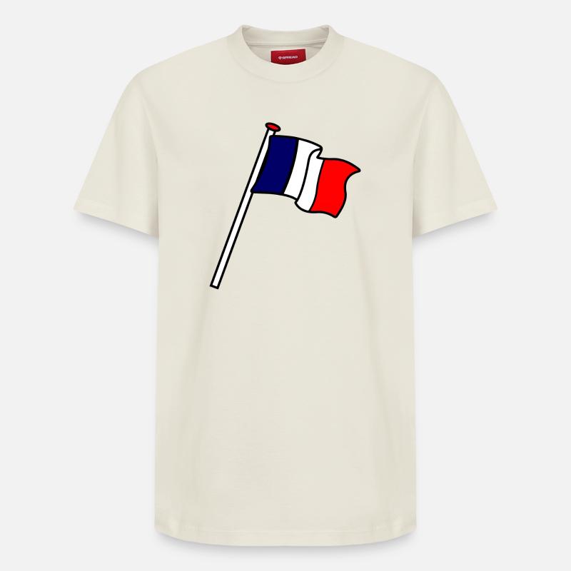 Drapeau : France Drapeaux FR - T-shirt unisexe décontracté en coton Supima – de SPREAD - blanc cassé