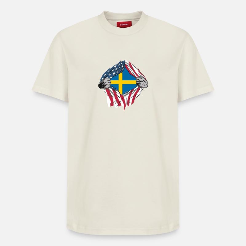 Drapeaux d'amitié USA Suède - T-shirt unisexe décontracté en coton Supima – de SPREAD - blanc cassé