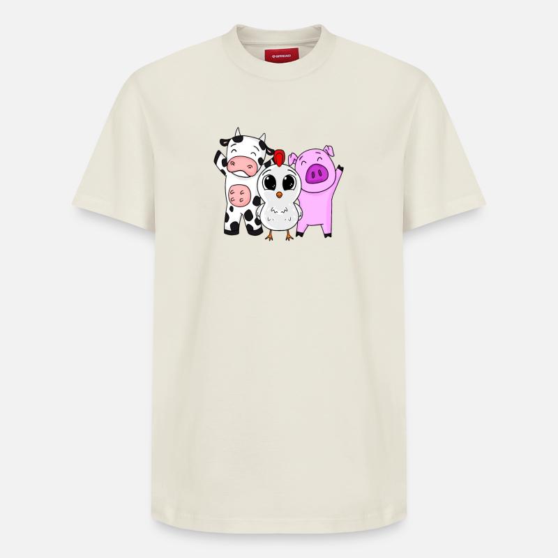 Animaux de ferme - T-shirt unisexe décontracté en coton Supima – de SPREAD - blanc cassé
