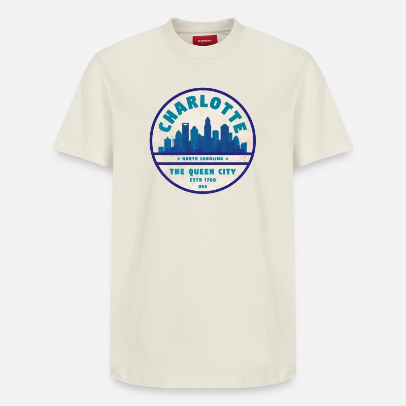 Charlotte États-Unis - T-shirt unisexe décontracté en coton Supima – de SPREAD - blanc cassé