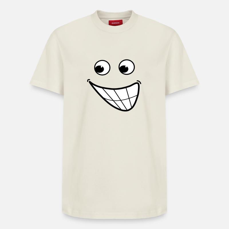 Sourire cartoon - T-shirt unisexe décontracté en coton Supima – de SPREAD - blanc cassé
