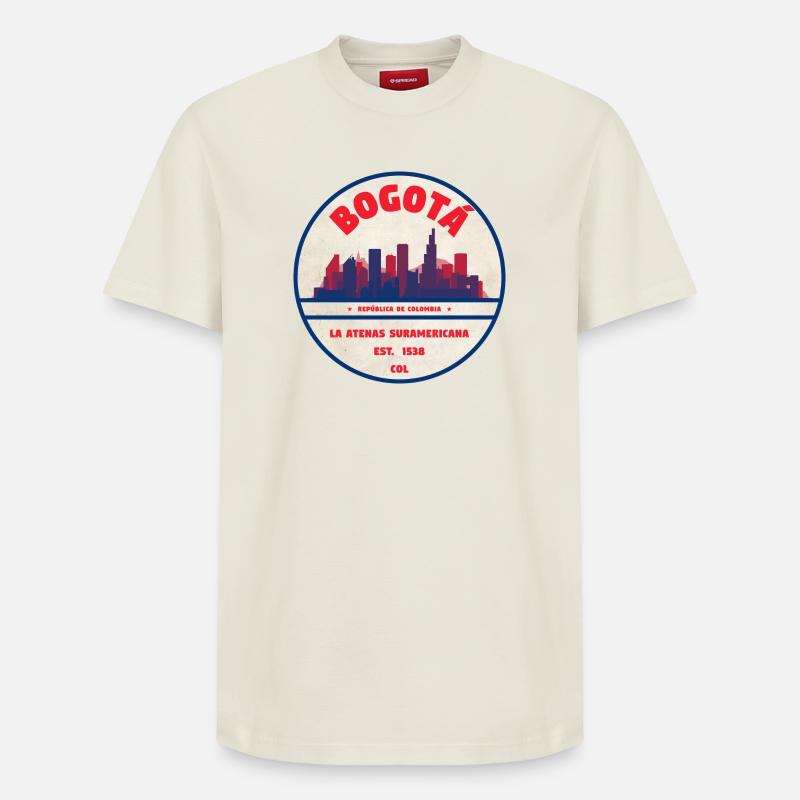Emblème rétro de Bogotá Skyline - T-shirt unisexe décontracté en coton Supima – de SPREAD - blanc cassé