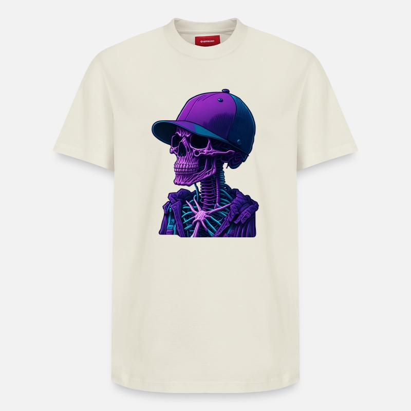 Skelett mit Kappe - Relaxed Unisex Supima Cotton T-Shirt – von SPREAD - Naturweiß
