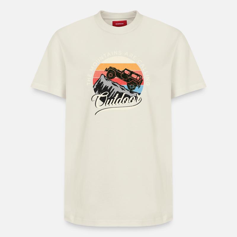 Defender Adventure Camping Rétro - T-shirt unisexe décontracté en coton Supima – de SPREAD - blanc cassé