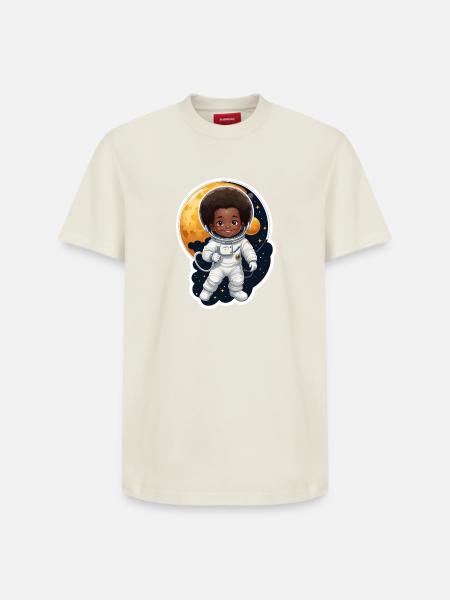 Kinder astronaut mit Mondhintergrund - Relaxed Unisex Supima Cotton T-Shirt – von SPREAD - Naturweiß