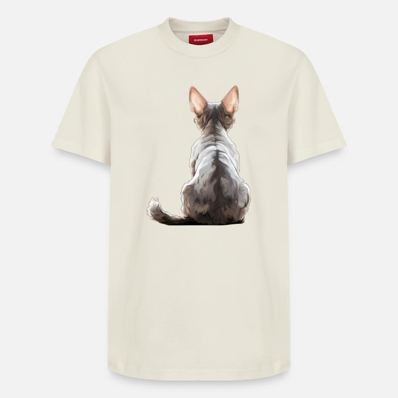 Chat Devon Rex - T-shirt unisexe décontracté en coton Supima – de SPREAD - blanc cassé