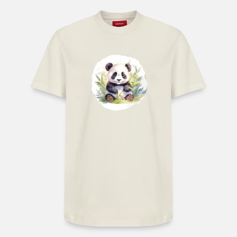 Aquarelle Panda Ours - T-shirt unisexe décontracté en coton Supima – de SPREAD - blanc cassé