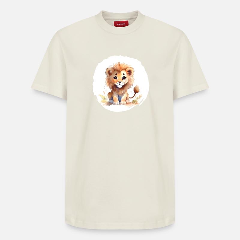 Aquarelle Lion - T-shirt unisexe décontracté en coton Supima – de SPREAD - blanc cassé