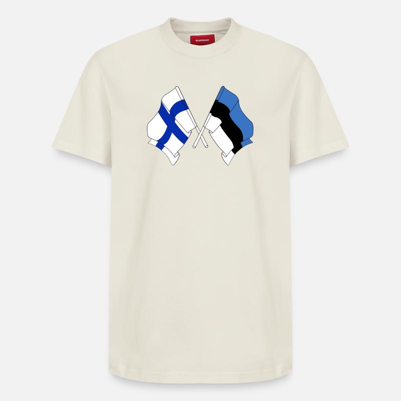 Drapeau Finlande, drapeau Estonie - T-shirt unisexe décontracté en coton Supima – de SPREAD - blanc cassé