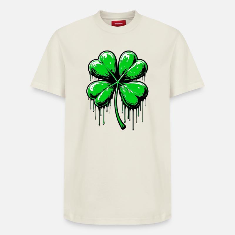 Trèfle à quatre feuilles - T-shirt unisexe décontracté en coton Supima – de SPREAD - blanc cassé