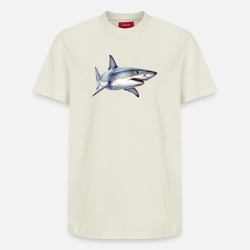 Requin - T-shirt unisexe décontracté en coton Supima – de SPREAD - blanc cassé