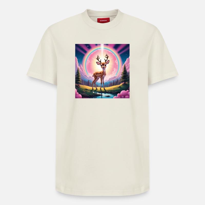 Cerf avec arc-en-ciel - T-shirt unisexe décontracté en coton Supima – de SPREAD - blanc cassé
