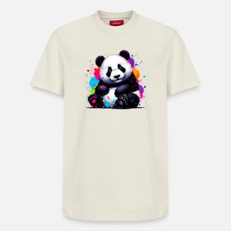 Panda - T-shirt unisexe décontracté en coton Supima – de SPREAD - blanc cassé