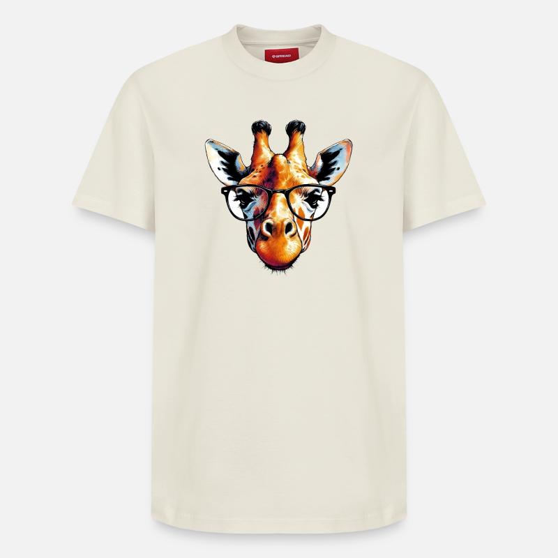 Girafe à lunettes - T-shirt unisexe décontracté en coton Supima – de SPREAD - blanc cassé