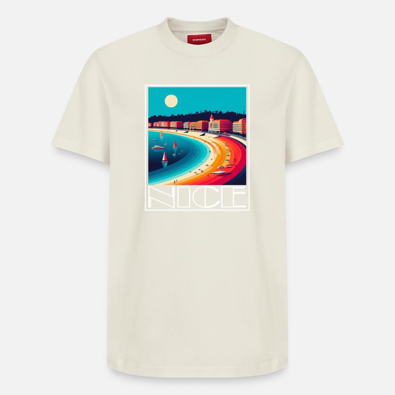 Côte Arc en Ciel Nice - T-shirt unisexe décontracté en coton Supima – de SPREAD - blanc cassé