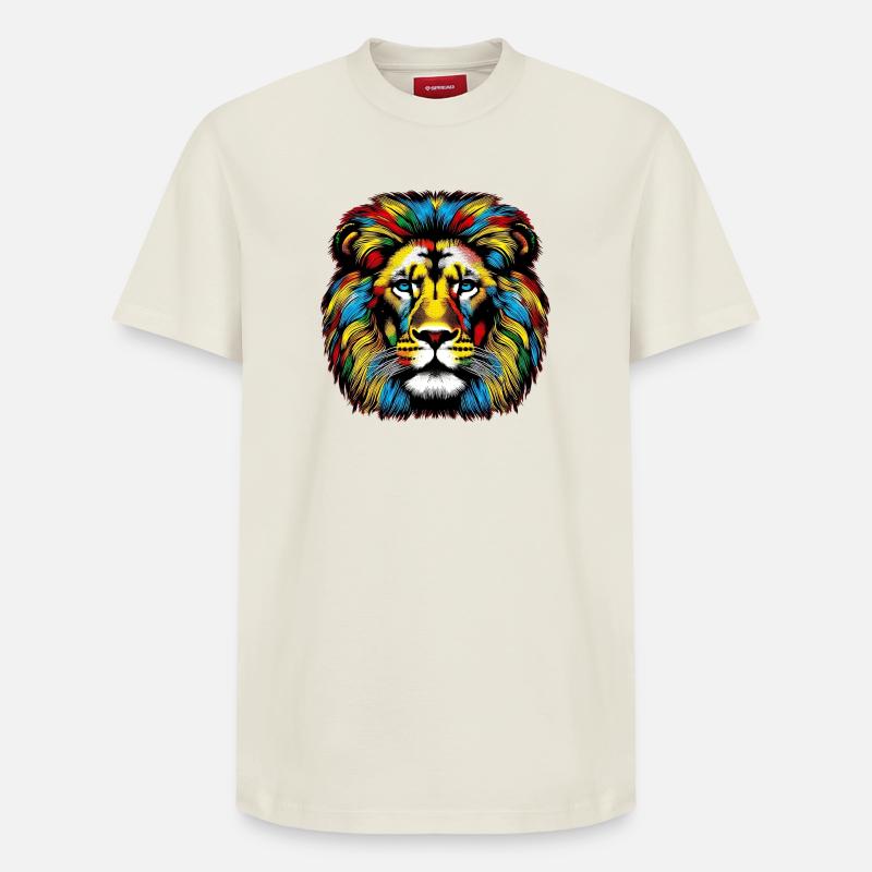 Löwe - Relaxed Unisex Supima Cotton T-Shirt – von SPREAD - Naturweiß
