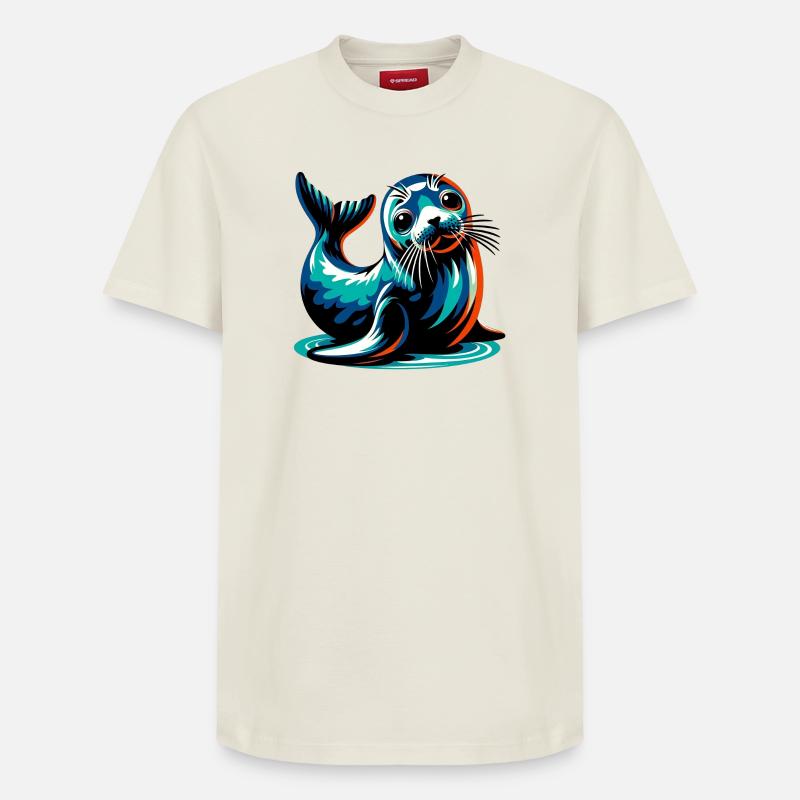 Phoque - T-shirt unisexe décontracté en coton Supima – de SPREAD - blanc cassé