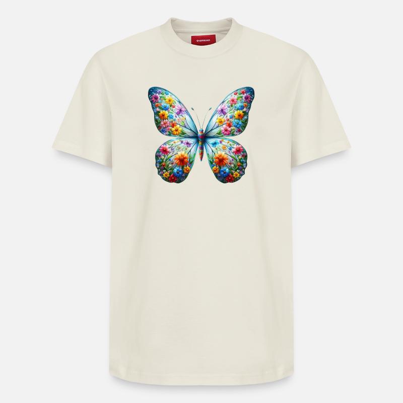 Papillon - T-shirt unisexe décontracté en coton Supima – de SPREAD - blanc cassé