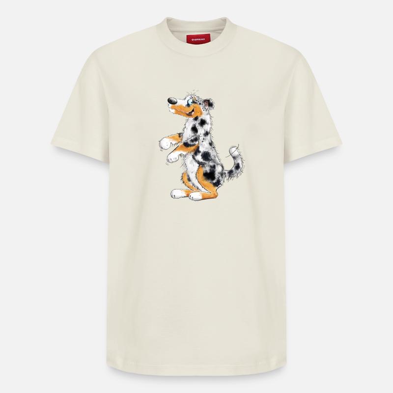 Drôle de berger australien - T-shirt unisexe décontracté en coton Supima – de SPREAD - blanc cassé