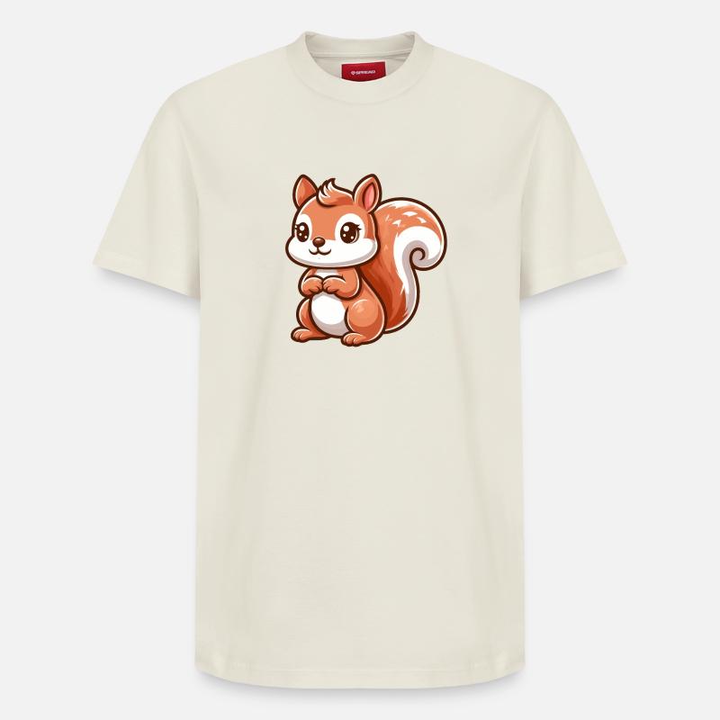 Écureuil caramel cartoon - T-shirt unisexe décontracté en coton Supima – de SPREAD - blanc cassé