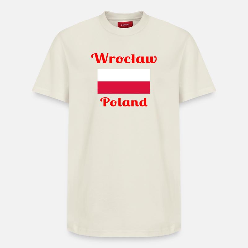 Wrocław, Pologne - Imprimés élégants - T-shirt unisexe décontracté en coton Supima – de SPREAD - blanc cassé