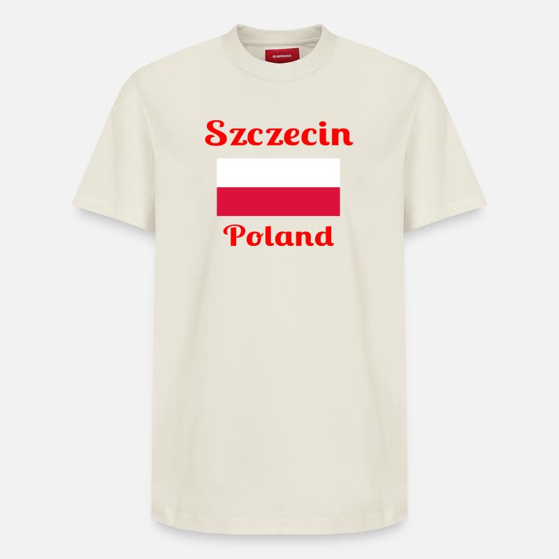 Szczecin Pologne - Imprimés élégants - T-shirt unisexe décontracté en coton Supima – de SPREAD - blanc cassé