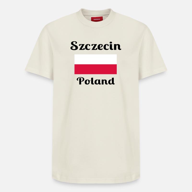 Szczecin Pologne - Imprimés élégants - T-shirt unisexe décontracté en coton Supima – de SPREAD - blanc cassé