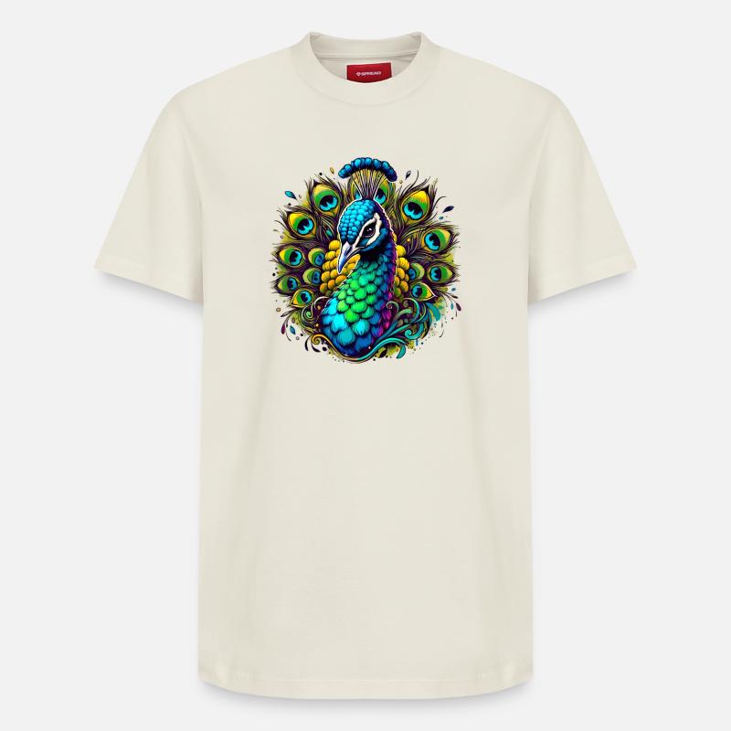 Pfau - Relaxed Unisex Supima Cotton T-Shirt – von SPREAD - Naturweiß