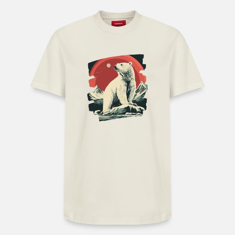 Ours glacé rétro - T-shirt unisexe décontracté en coton Supima – de SPREAD - blanc cassé
