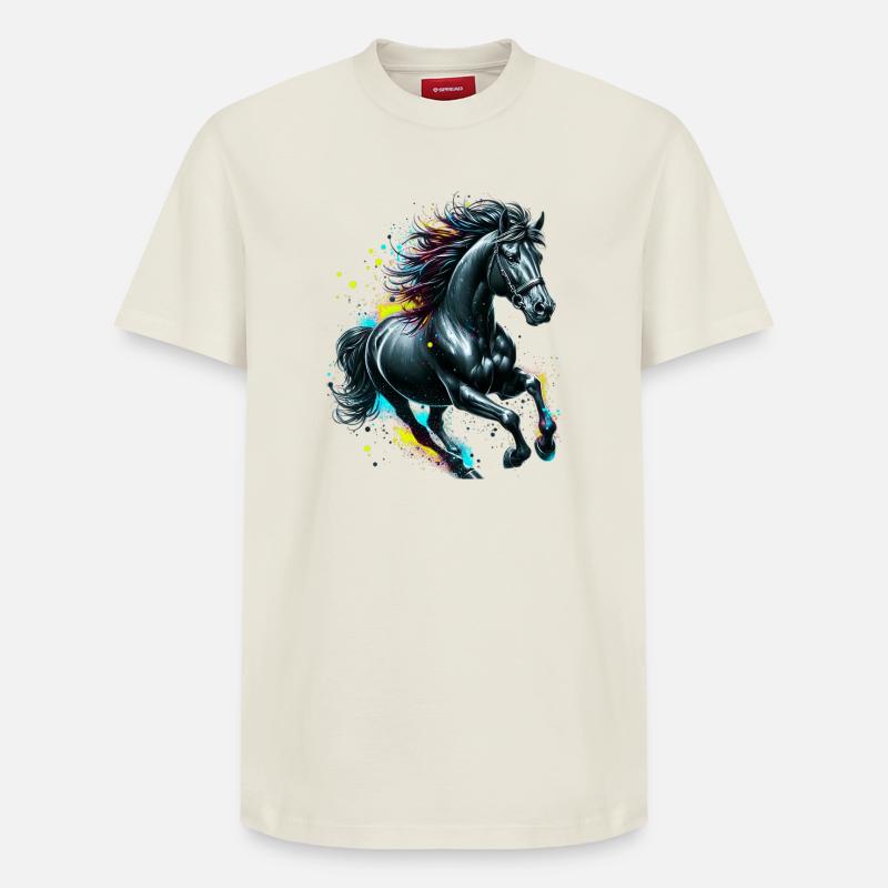 Cheval - T-shirt unisexe décontracté en coton Supima – de SPREAD - blanc cassé