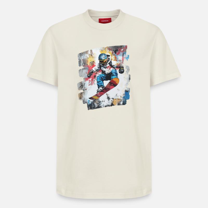 Snowboarder Pulverschnee - Relaxed Unisex Supima Cotton T-Shirt – von SPREAD - Naturweiß
