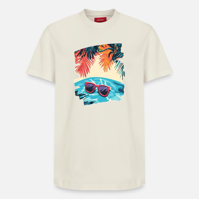Lunettes d’été et d’été - T-shirt unisexe décontracté en coton Supima – de SPREAD - blanc cassé