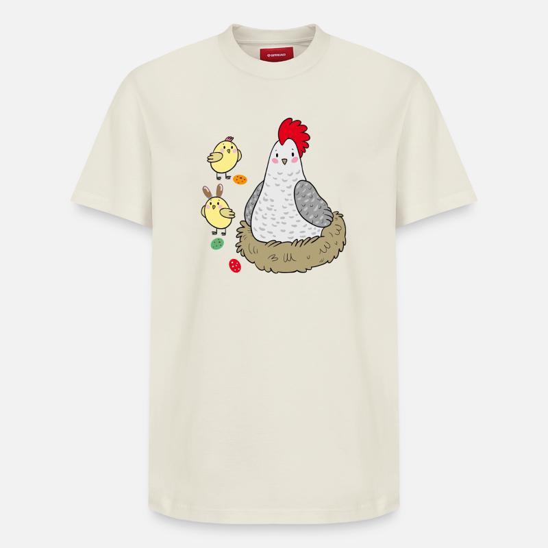 Poulet dans le nid Pâques - T-shirt unisexe décontracté en coton Supima – de SPREAD - blanc cassé