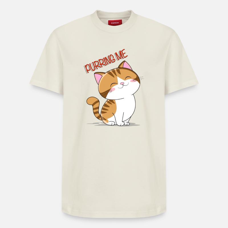 Chaton qui ronronne - T-shirt unisexe décontracté en coton Supima – de SPREAD - blanc cassé