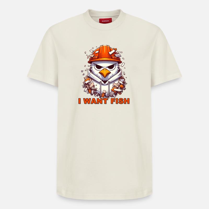 Möwe Bauarbeiter Grafik - Relaxed Unisex Supima Cotton T-Shirt – von SPREAD - Naturweiß
