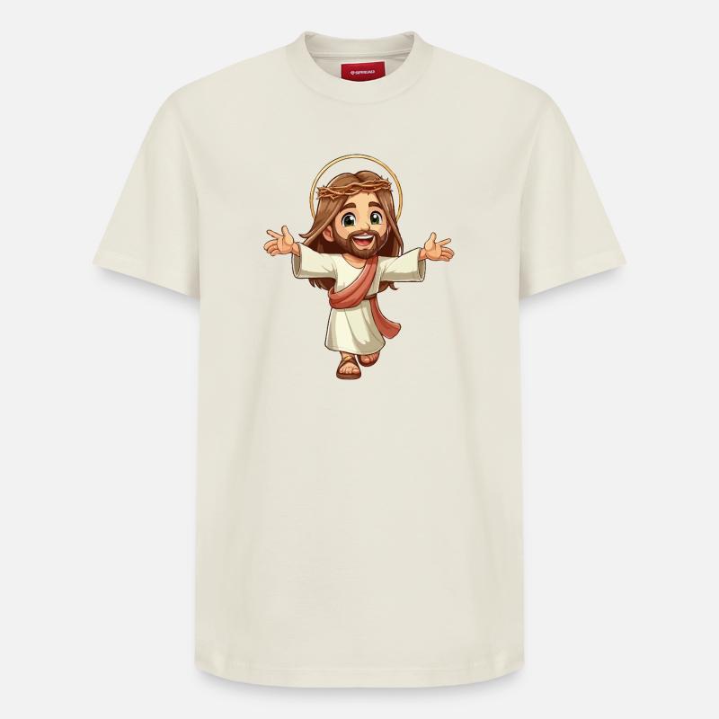 Glücklicher junger Jesus - Relaxed Unisex Supima Cotton T-Shirt – von SPREAD - Naturweiß