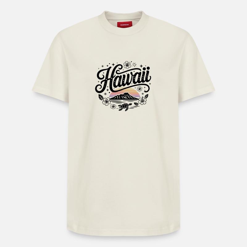 Hawaï - Souvenir USA State Design - T-shirt unisexe décontracté en coton Supima – de SPREAD - blanc cassé