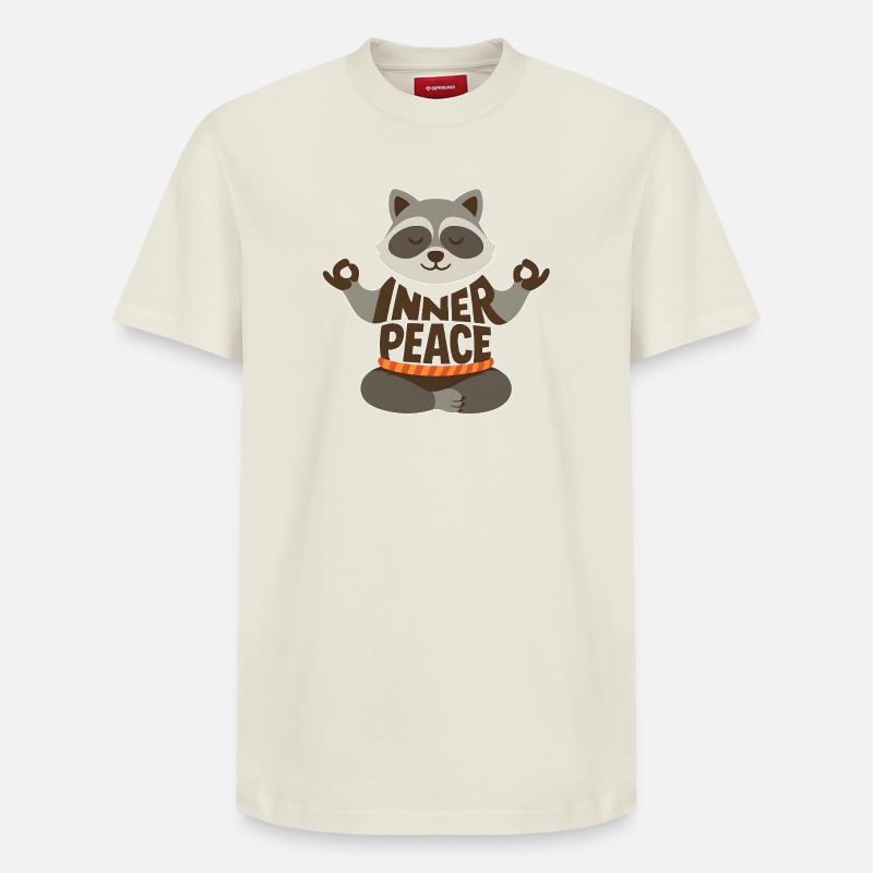 Meditierender Waschbär mit "Inner Peace" - Relaxed Unisex Supima Cotton T-Shirt – von SPREAD - Naturweiß