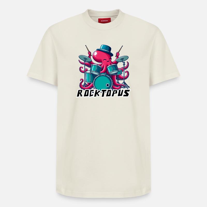 Rocktopus Batteur - T-shirt unisexe décontracté en coton Supima – de SPREAD - blanc cassé